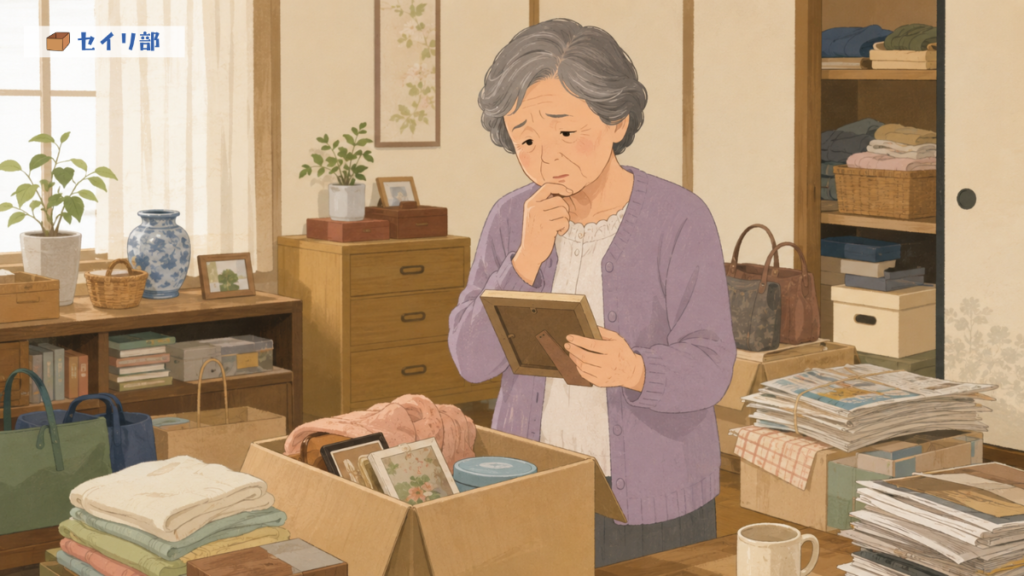 片付けられずに悩む高齢の母親