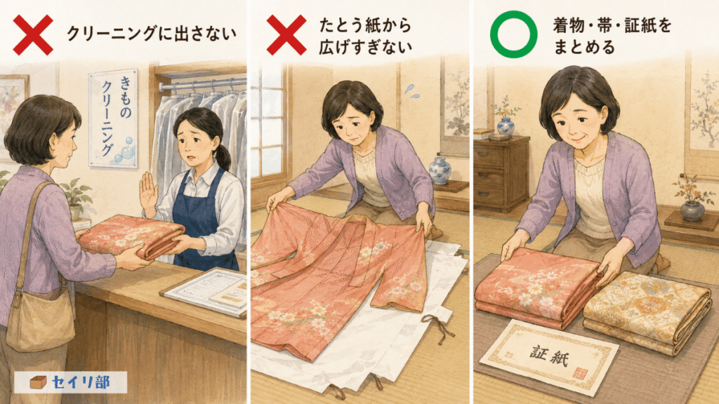 着物を高く売るための3つのチェックポイント図解