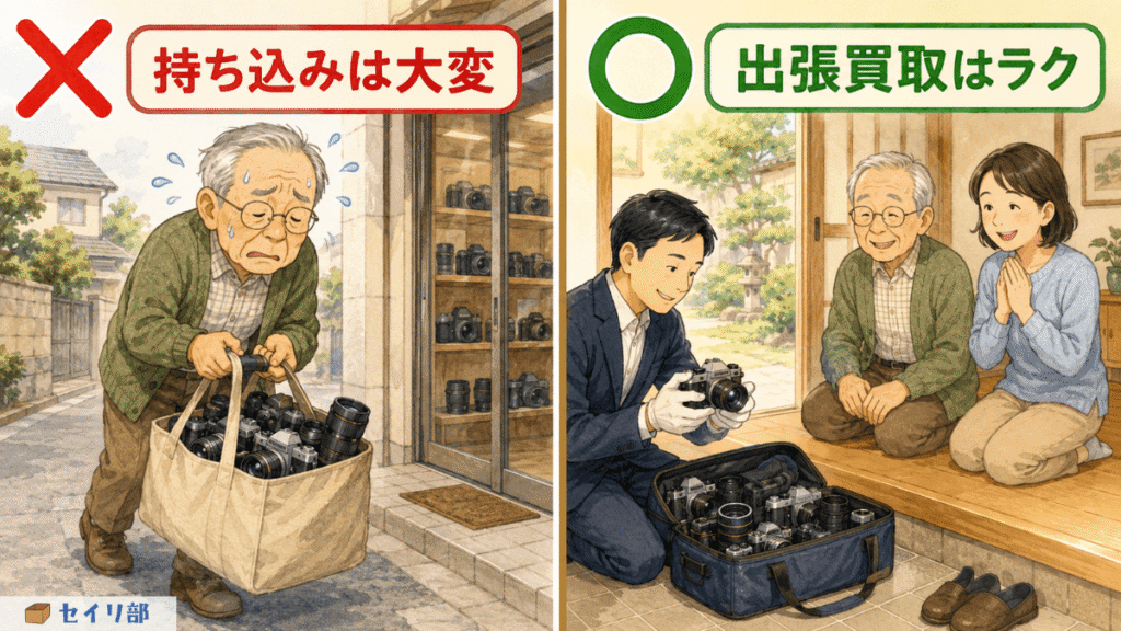 カメラの出張買取と店舗持ち込みの比較