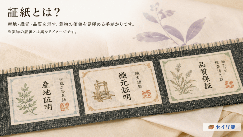 着物の価値を証明する証紙
