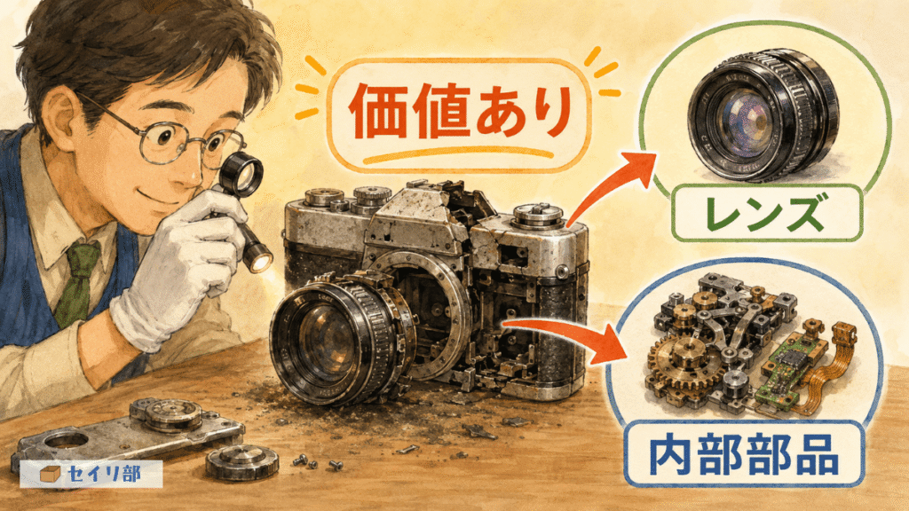 壊れたカメラでも部品に価値がある図解